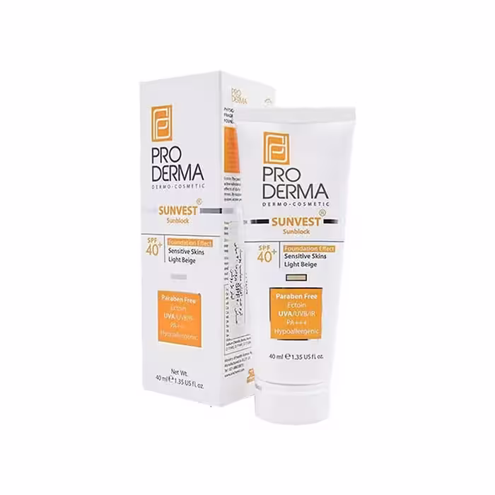 پرودرما کرم ضد آفتاب spf 40 بژ روشن پوست حساس