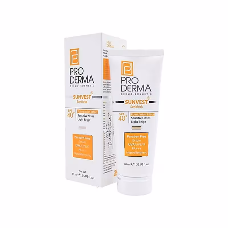 پرودرما کرم ضد آفتاب spf 40 بژ روشن پوست حساس