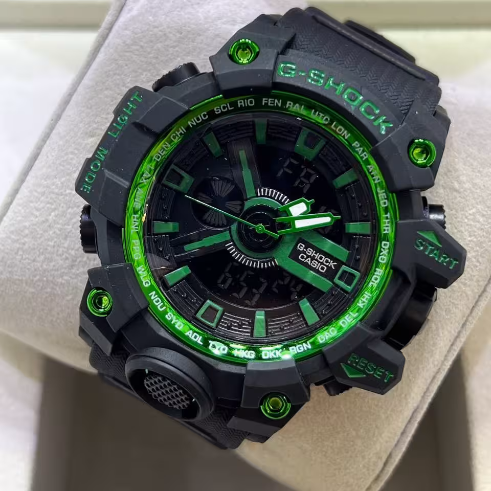 ساعت جیشاک کاسیو رنگ مشکی سبز جدید کیفیت عالی 
