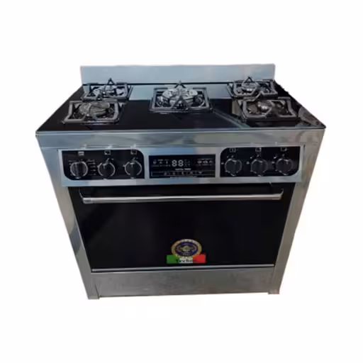 اجاق گاز طرح فر تکنو پروسا techno مدل 13500 سیلور صفحه شیشه