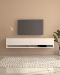 شلف دیواری مدرن و مینیمال، مناسب نگهداری تلویزیون، مدل W.B0012، رنگ سفید