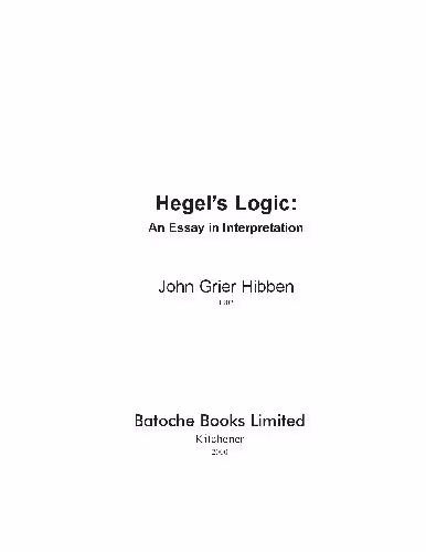 خرید و دانلود نسخه کامل کتاب Hegel's Logic: an Essay in Interpretation