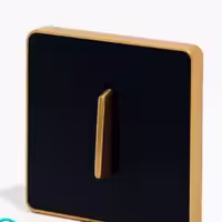 کلید تک پل آسیا الکتریک مدل یاقوت، با قاب دور مشکی و میانی طلایی