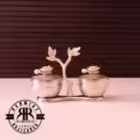 RAFI رافی دکوراتیو الیاژ  قندان 2 قلو گل نقره ای  400430-SILVER
