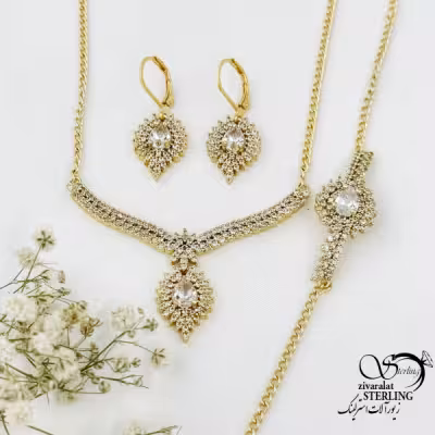 سرویس طرح طلا آویز لوزی کد 15996