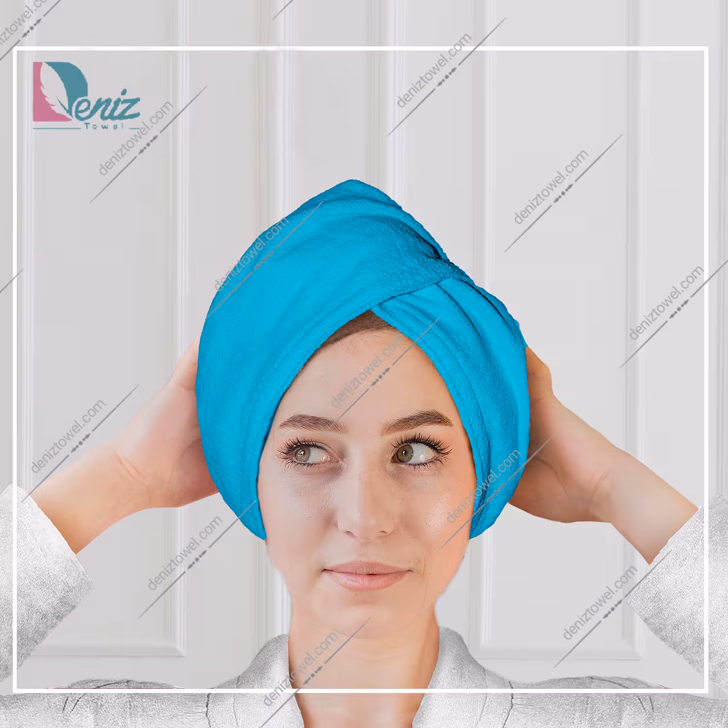 حوله سر طرح ساده مدل کلاه پیچ رنگ سبز آبی