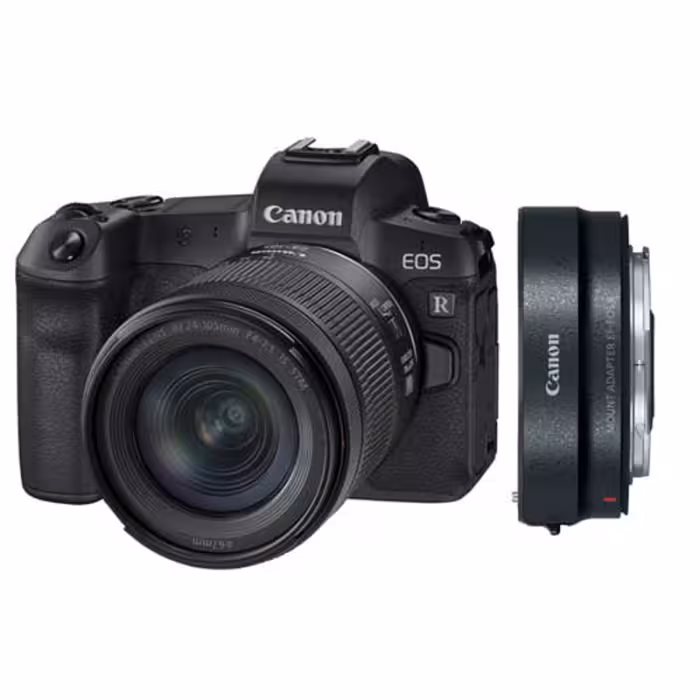 دوربین بدون آینه کانن Canon EOS R Kit RF 24-105mm f/4-7.1 IS STM Mount Adapter EF-EOS R