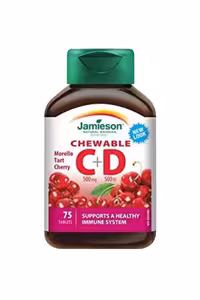 قرص‌ ویتامین C و D مقدار 500 میلی‌گرم Jamieson - بسته 75 عددی