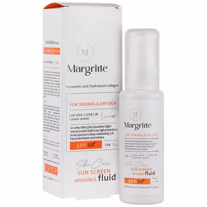 فلوئید ضد آفتاب پوست نرمال تا خشک SPF50 مارگریت 50 میلی لیتری