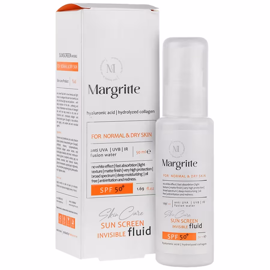 فلوئید ضد آفتاب پوست نرمال تا خشک SPF50 مارگریت 50 میلی لیتری