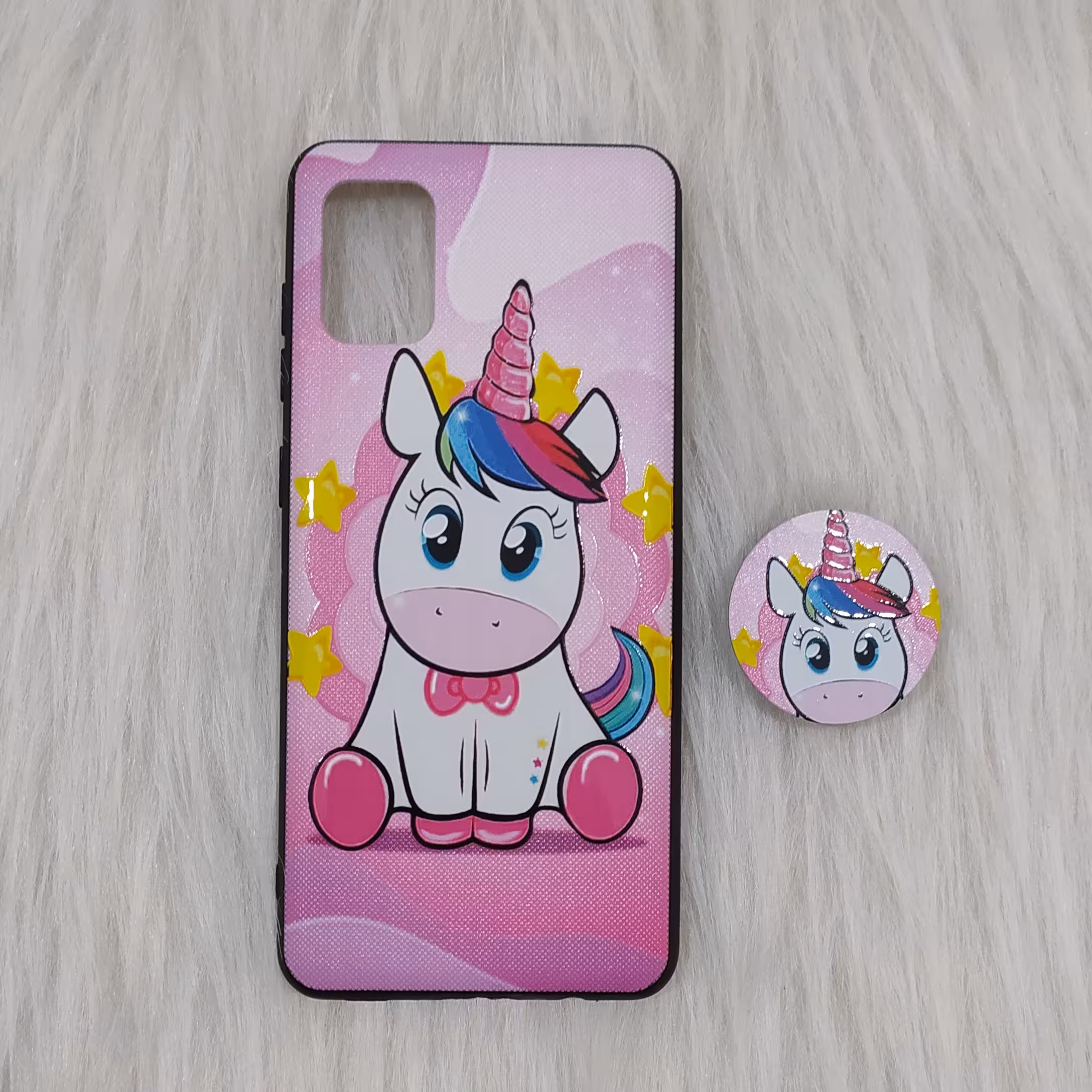 گارد سامسونگ A31 طرح دار برجسته طرح یونیکورن پاپ سوکت دار 