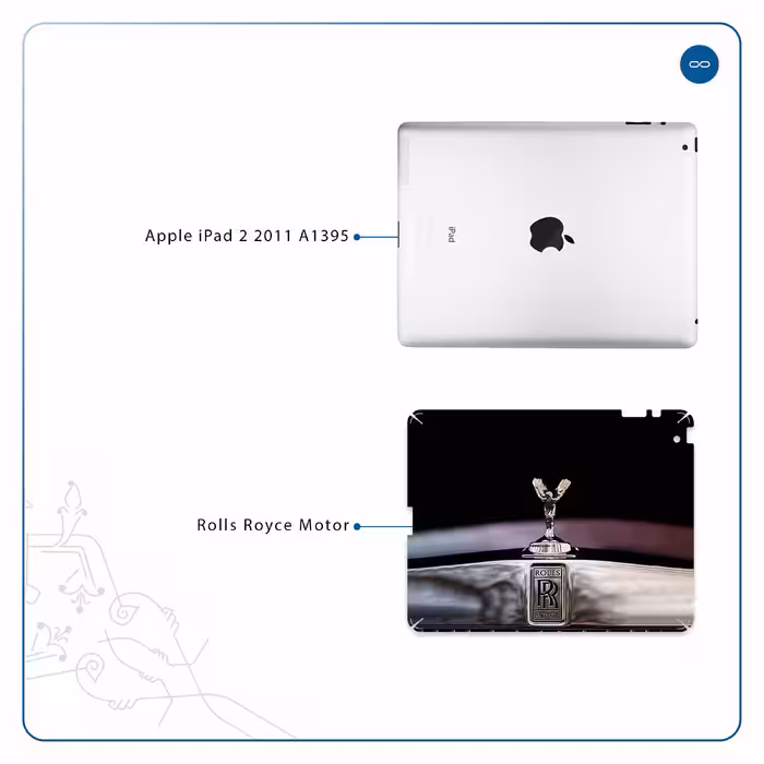 برچسب پوششی ماهوت مدل Rolls-Royce Motor مناسب برای تبلت اپل iPad 2 2011 A1395
