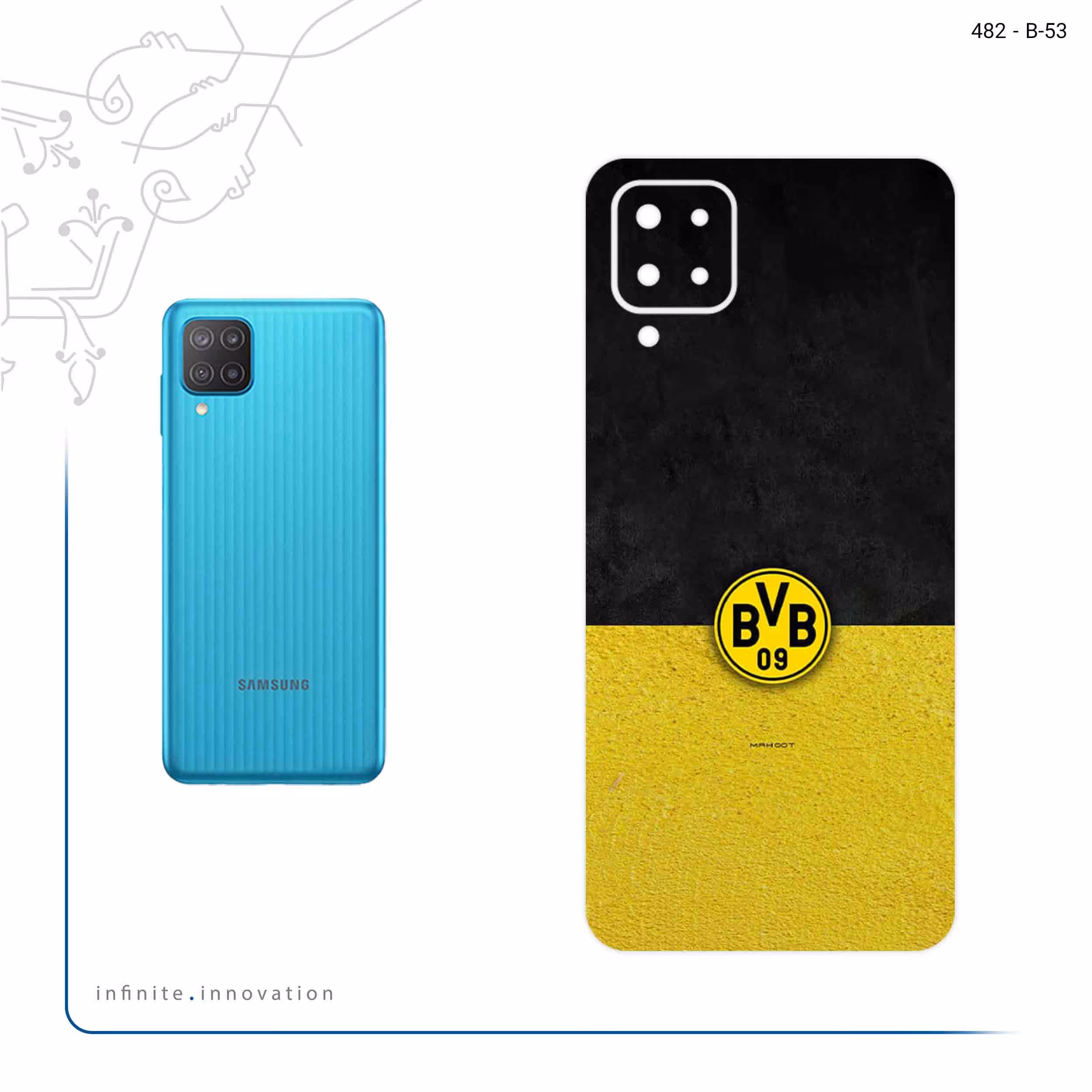 برچسب پوششی ماهوت مدل Borussia Dortmund FC مناسب برای گوشی موبایل سامسونگ Galaxy M12