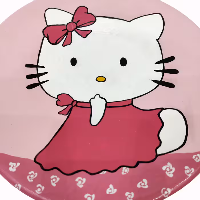 بشقاب دیوارکوب سفالی طرح کیتی کد 20