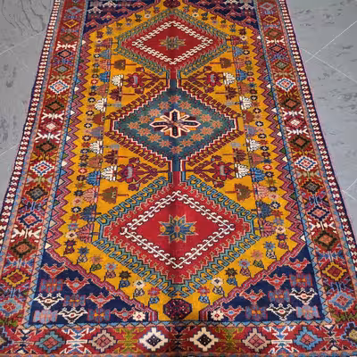 فرش دستبافت یک و نیم متری طرح لوزی کد AA476