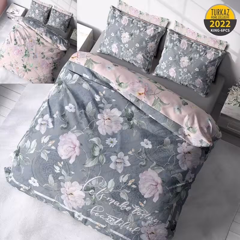 سرویس روتختی طرح رز صورتی برند Turkaz دو نفره  کد 2022