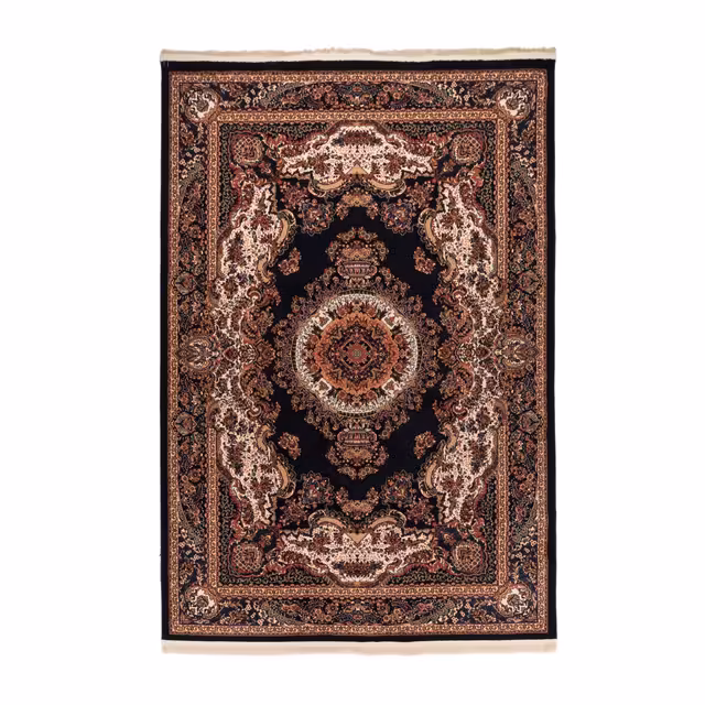 گبه ماشینی دنیای فرش کد 545S زمینه سرمه ای