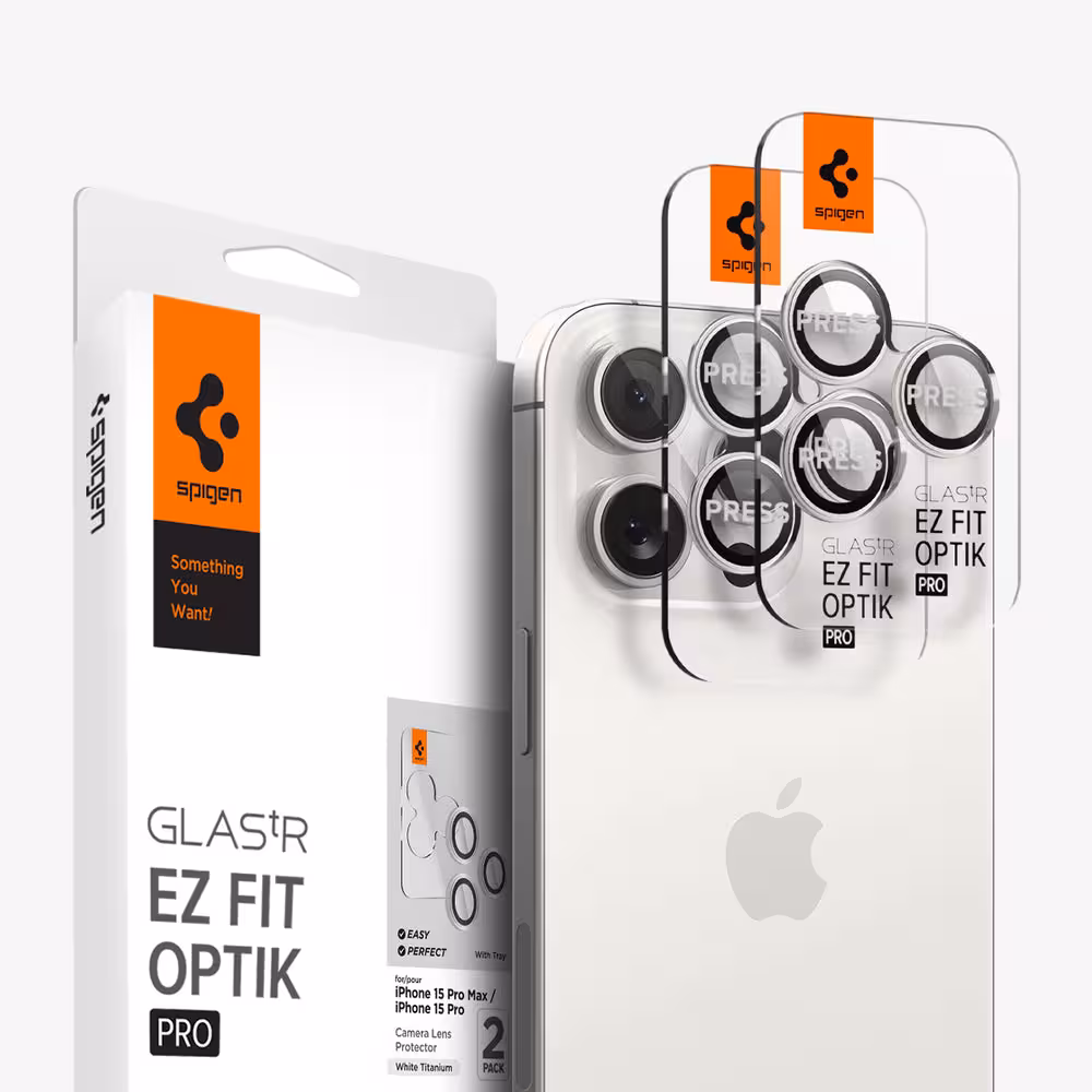 محافظ لنز دوربین اسپیگن مدل EZ Fit Optik Pro برای iPhone 14/15/16 Pro Max / iPhone 14/15/16 Pro بسته 2 تایی