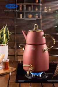 کتری قوری شیردار 4/5 لیتر گرانیتی طرح ترک ریور RIVER قرمز کد 5881