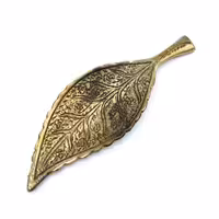 ظرف برنجی هفت سین و اردوخوری طرح برگ طول 23 کد 120039