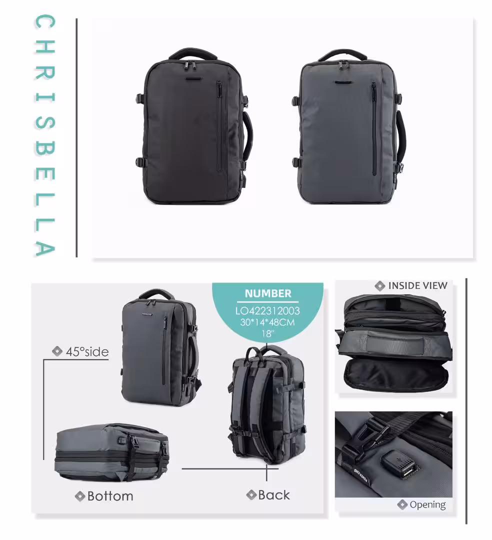 کوله وارداتی پاور کینگ کد LO2003 رنگ مشکی سایز 48*14*30*