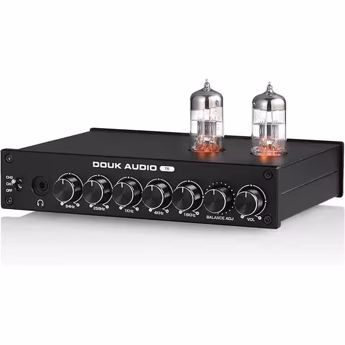پری آمپلی فایر خانگی فول اکولایزر لامپی و آمپ هدفون حرفه ای داک آودیو DOUK AUDIO Equalizer XLR Pre-Amplifier Home Headphone Amp (T8)