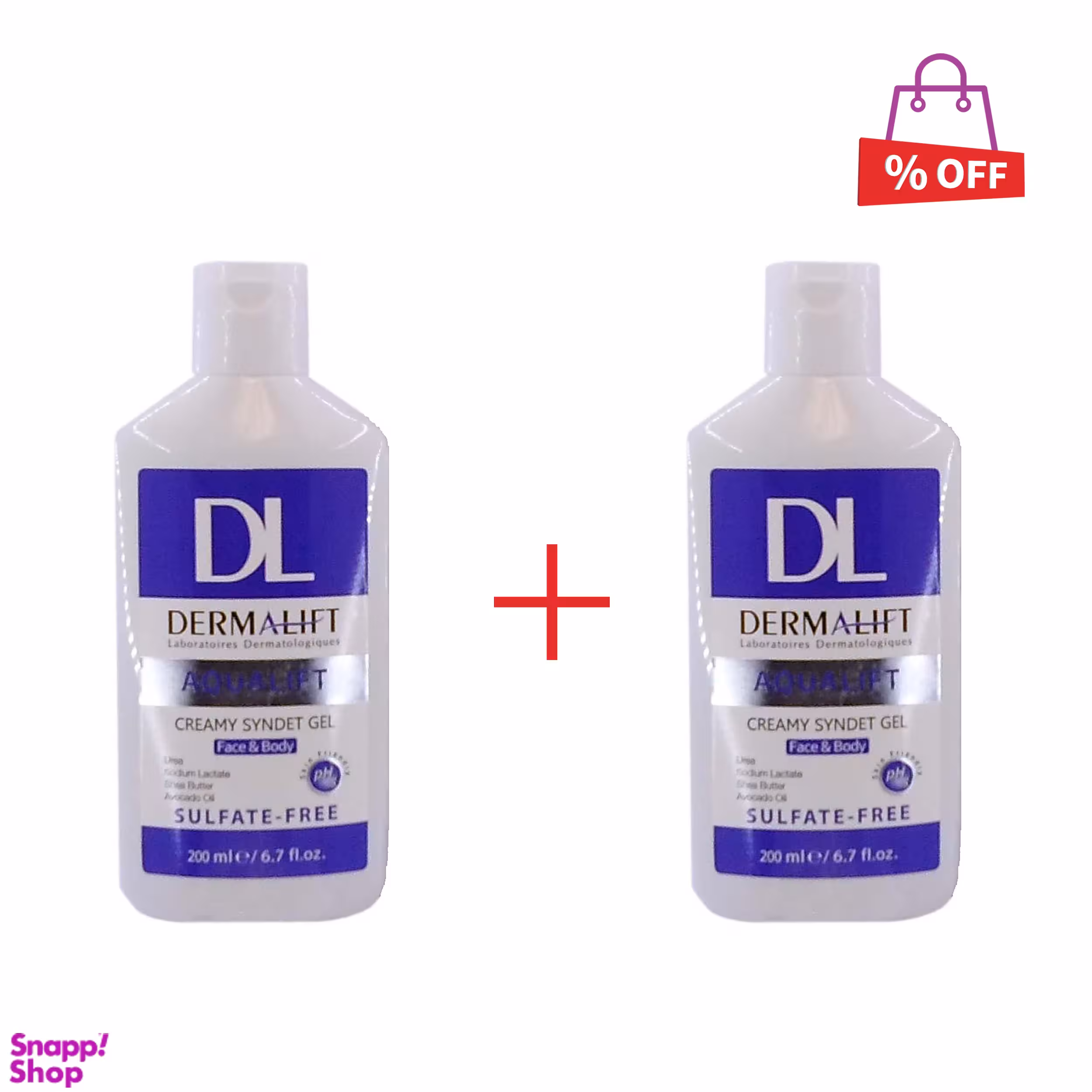 ژل شستشوی پوست درمالیفت (Dermalift) مرطوب کننده کرمدار مدل آکوالیفت حجم 200 میلیلیتر مجموعه 2 عددی