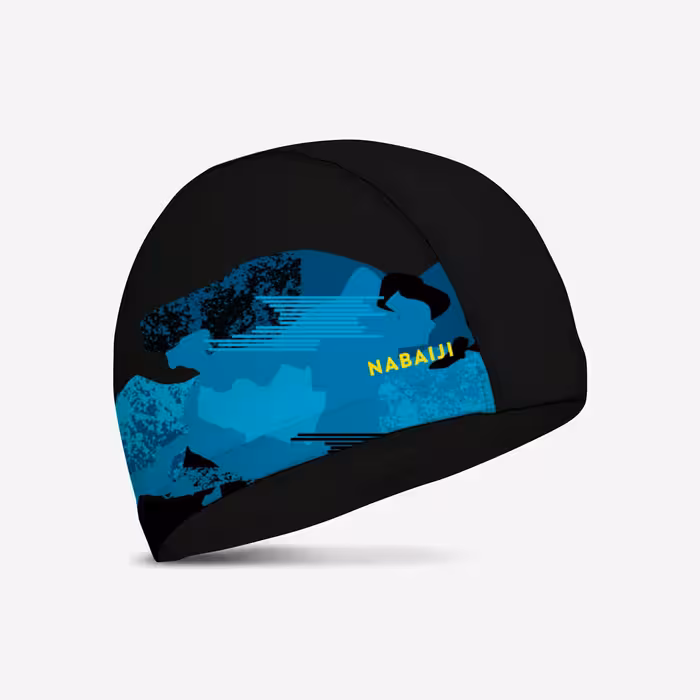 کلاه شنا نابایجی – دکتلون Nabaiji Swimming Cap – Printed Fabric – Size M – Black / Blue