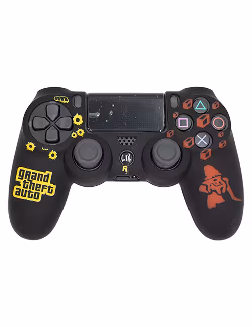 روکش محافظ دسته PS4 لیزری مشکی زرد قرمز طرح جیتیای