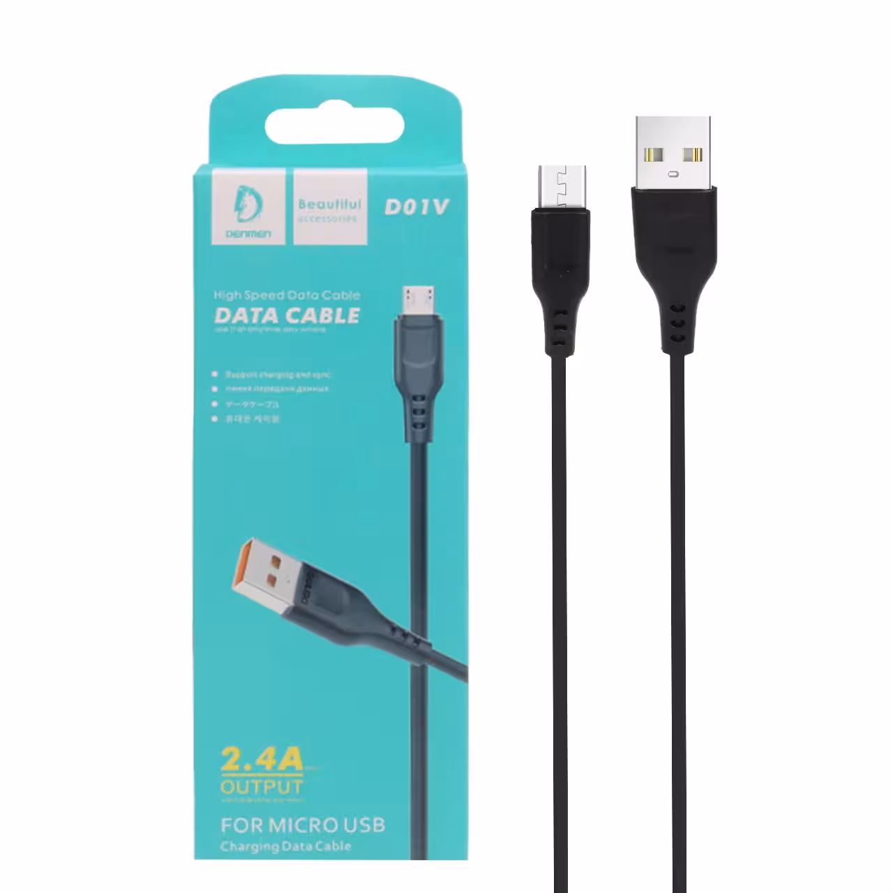 کابل شارژ فست اندروید DENMEN مدل D01V - مشکی