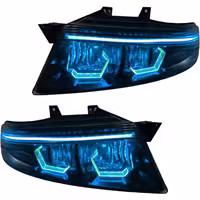 خرید چراغ جلو اسپرت سمند سورن مدرن مدل Hexa-3D آبی یخی داخل مشکی دوحالته بدون موتور دو عددی | اتوموبی