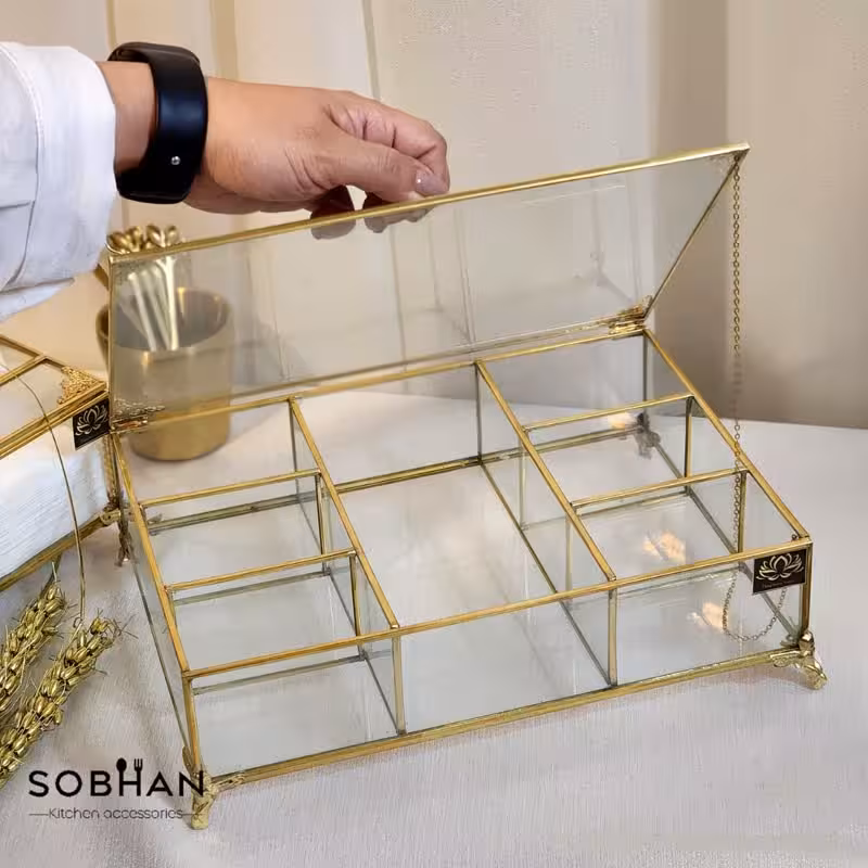 جعبه تی بگ 7 خانه برنجی