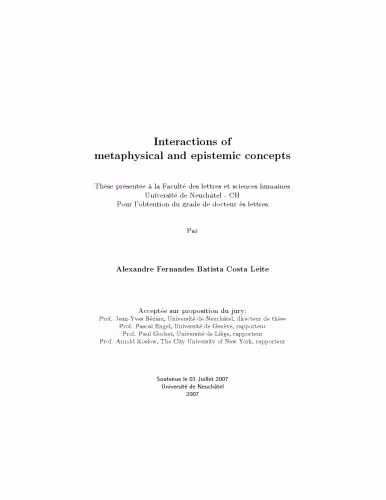 خرید و دانلود نسخه کامل کتاب Interactions of metaphysical and epistemic concepts [PhD Thesis]