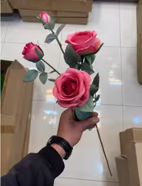 شاخه رز مصنوعی سرگل درشت سرخابی