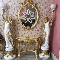 آینه کنسول فایبرگلاس آبکاری طلا کد 101972