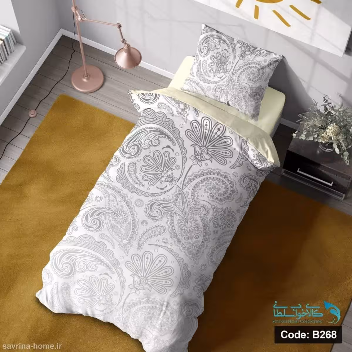 روتختی یک نفره سه بعدی طرح سیلور کد B268 چهار تکه