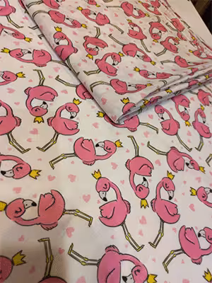 باندانا نخی زمینه سفید با فلامینگو و قلب ریز صورتی کد BA007