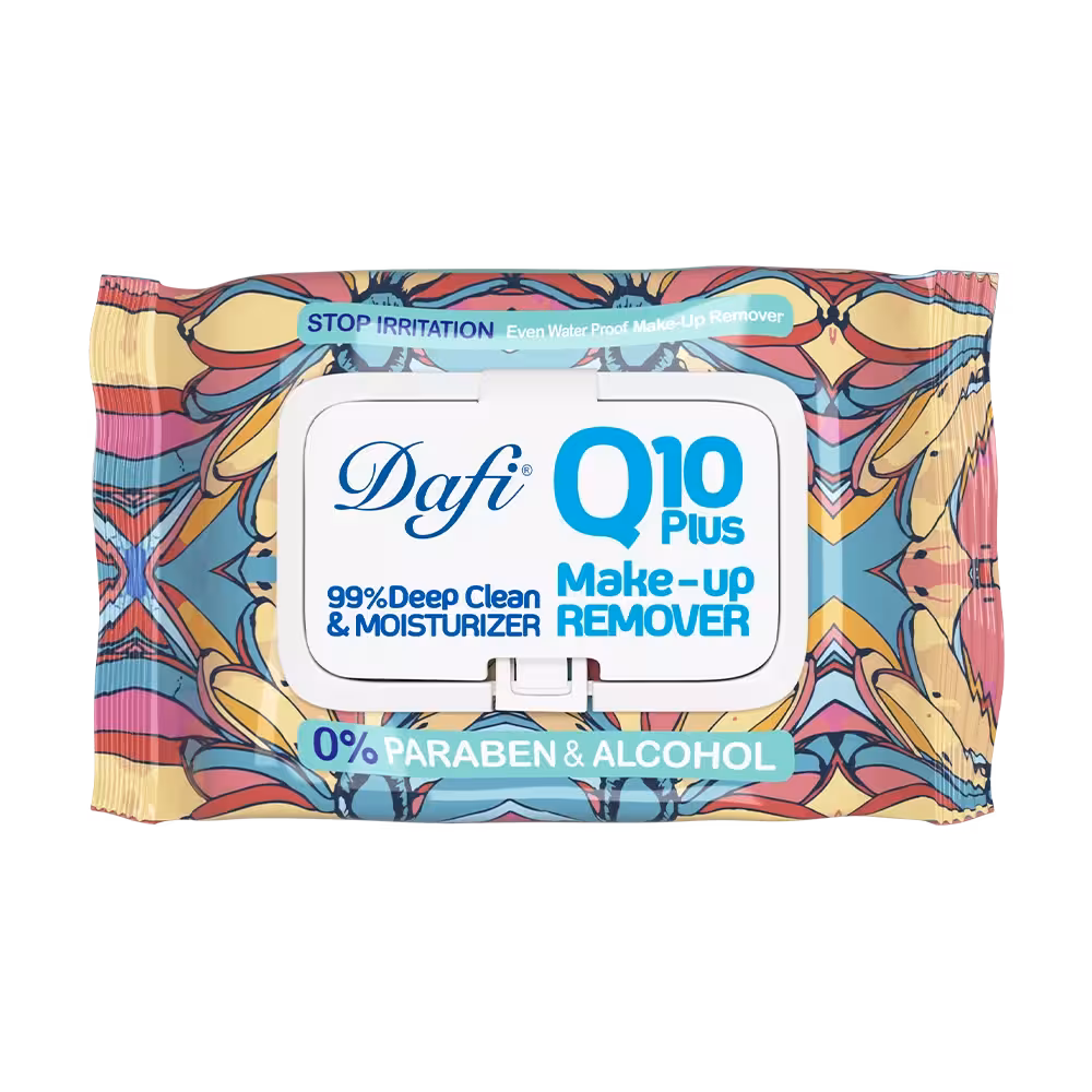 دستمال مرطوب پاک کننده آرایش دافی مدل Q10 طرح گل 2 50 عددی
