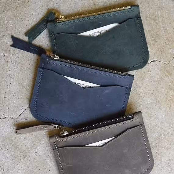 جاکارتی و جای پول خورد با چرم گاوی و دست دوز