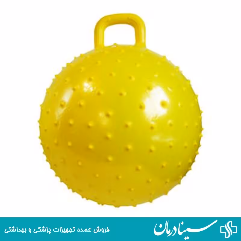 توپ ایروبیک دسته دار آجدار رنگ زرد توپ جیم بال دسته دار