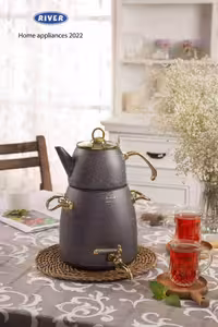 کتری قوری شیردار 4/5 لیتر گرانیتی طرح ترک ریور RIVER طوسی کد 5833