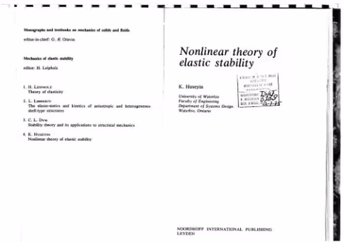 خرید و دانلود نسخه کامل کتاب Nonlinear theory of elastic stability