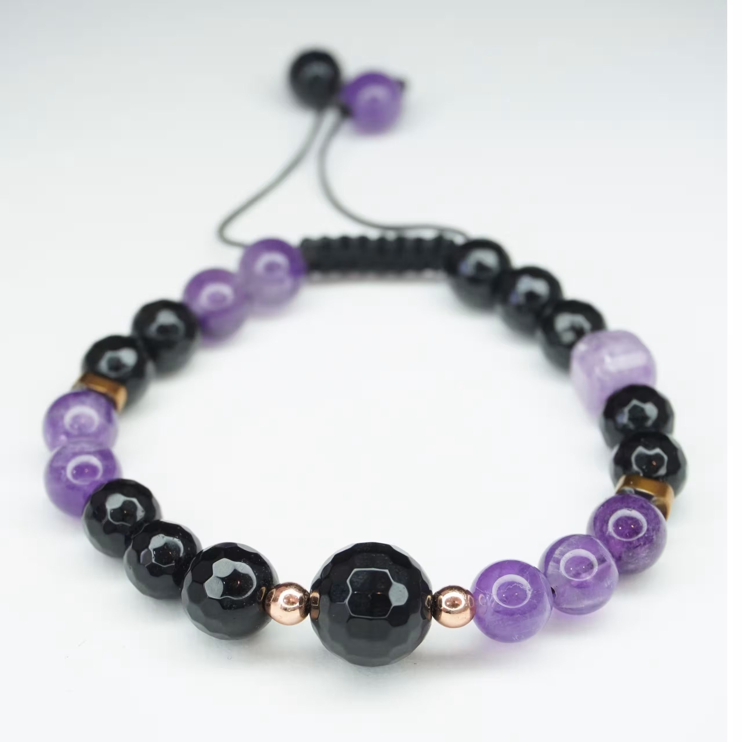 دستبند سنگ اونیکس وآمیتیست کد 310177