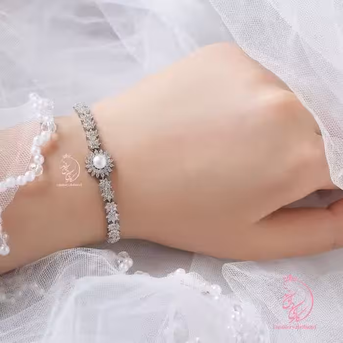 💍دستبند جواهری مروارید پرورشی