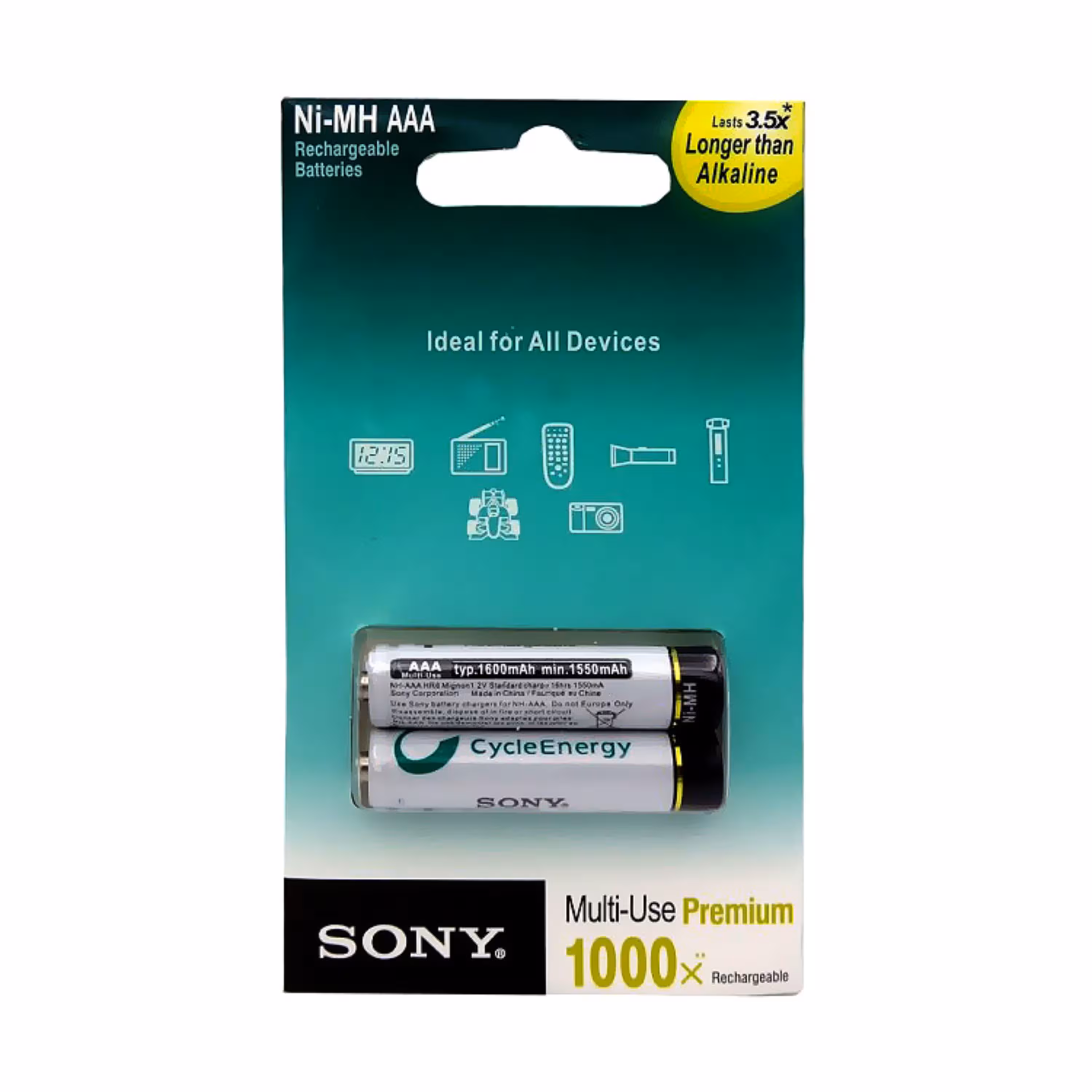 باتری شارژی نیم قلمی AAA سونی 1600