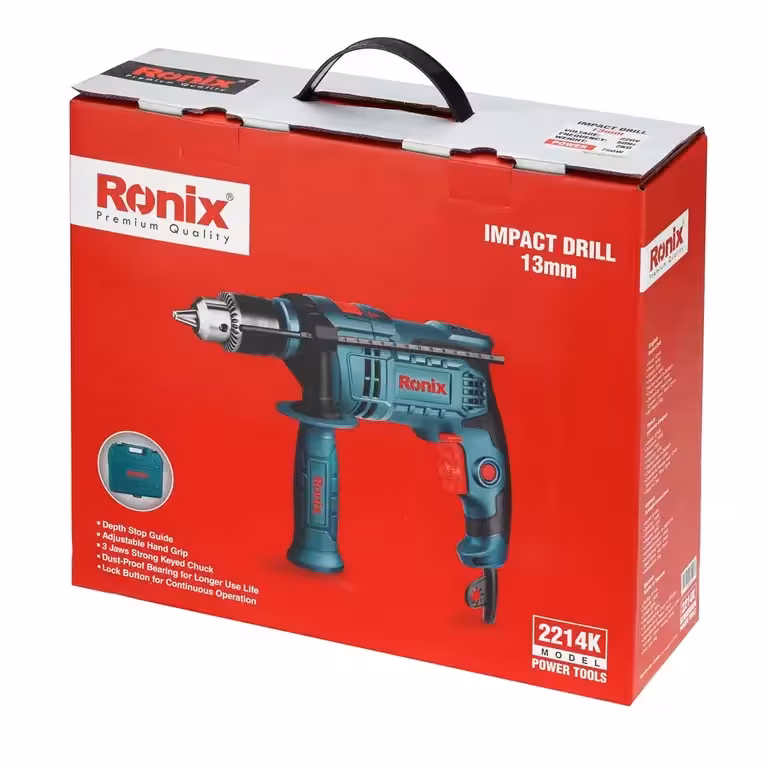 دریل برقی 13 میلی‌ آچاری با کیف 750 وات مدل 2214K رونیکس