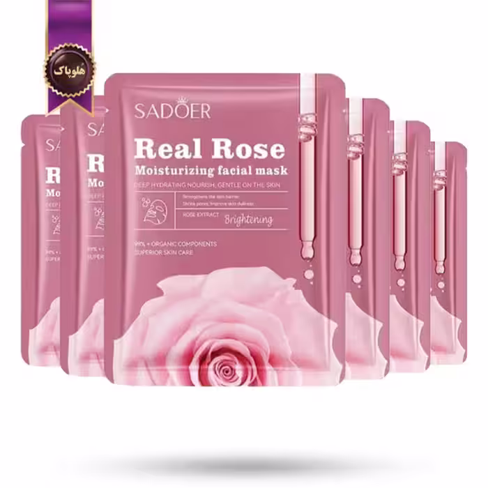 6 عدد ماسک صورت ورقه‌ ای سادور SADOER مدل مرطوب کننده گل رز Moisturizing real rose پک 1 عددی (اورجینال)