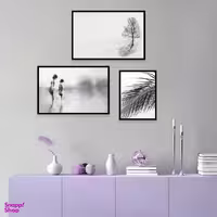 تابلو بکلیت مدل طرح تک درخت سیاه و سفید B-996 مجموعه 3 عددی