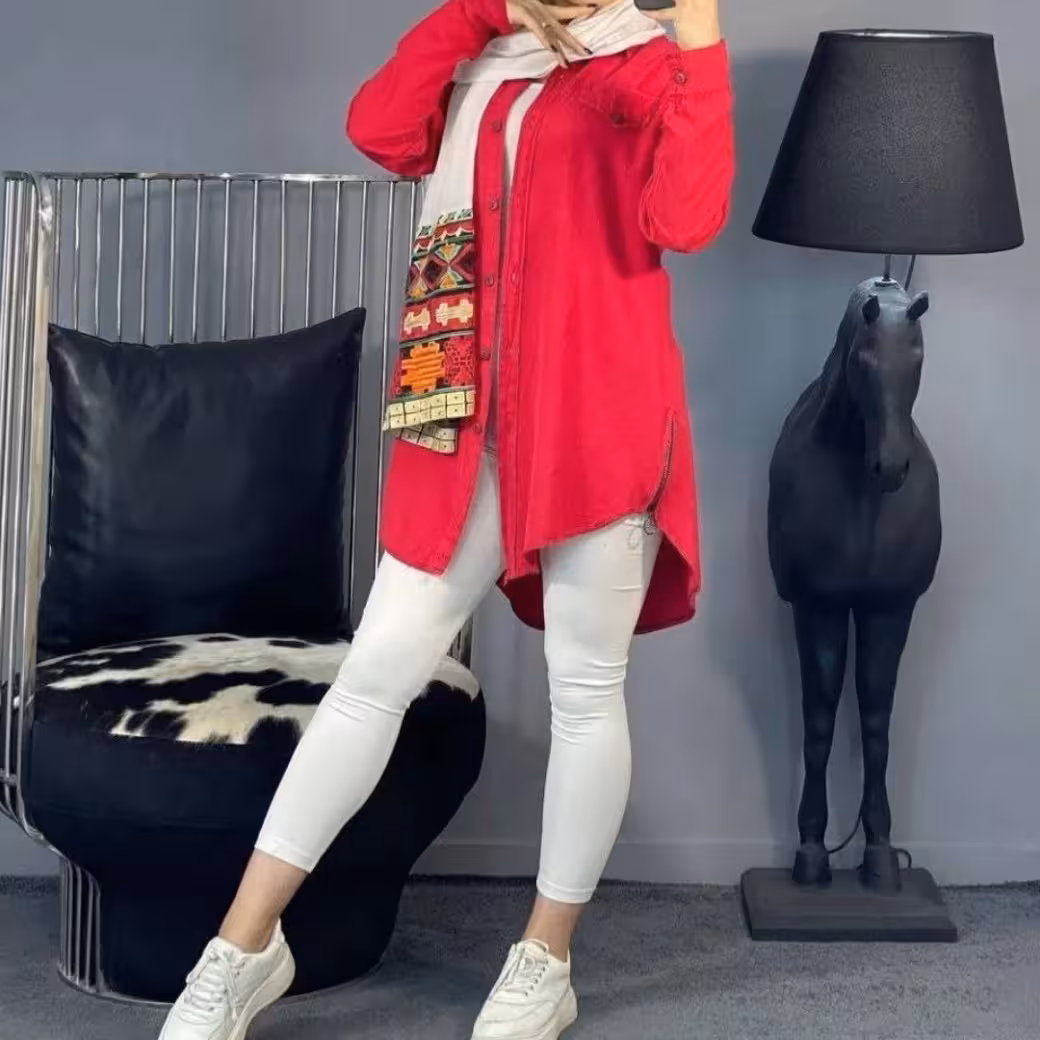 تونیک مانتو الیاف بغل زیپ فری سایز تا 46