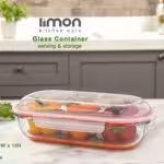 لیمون  ظرف شیشه ای بیضی درب دار 2/2 لیتر الوان  203335